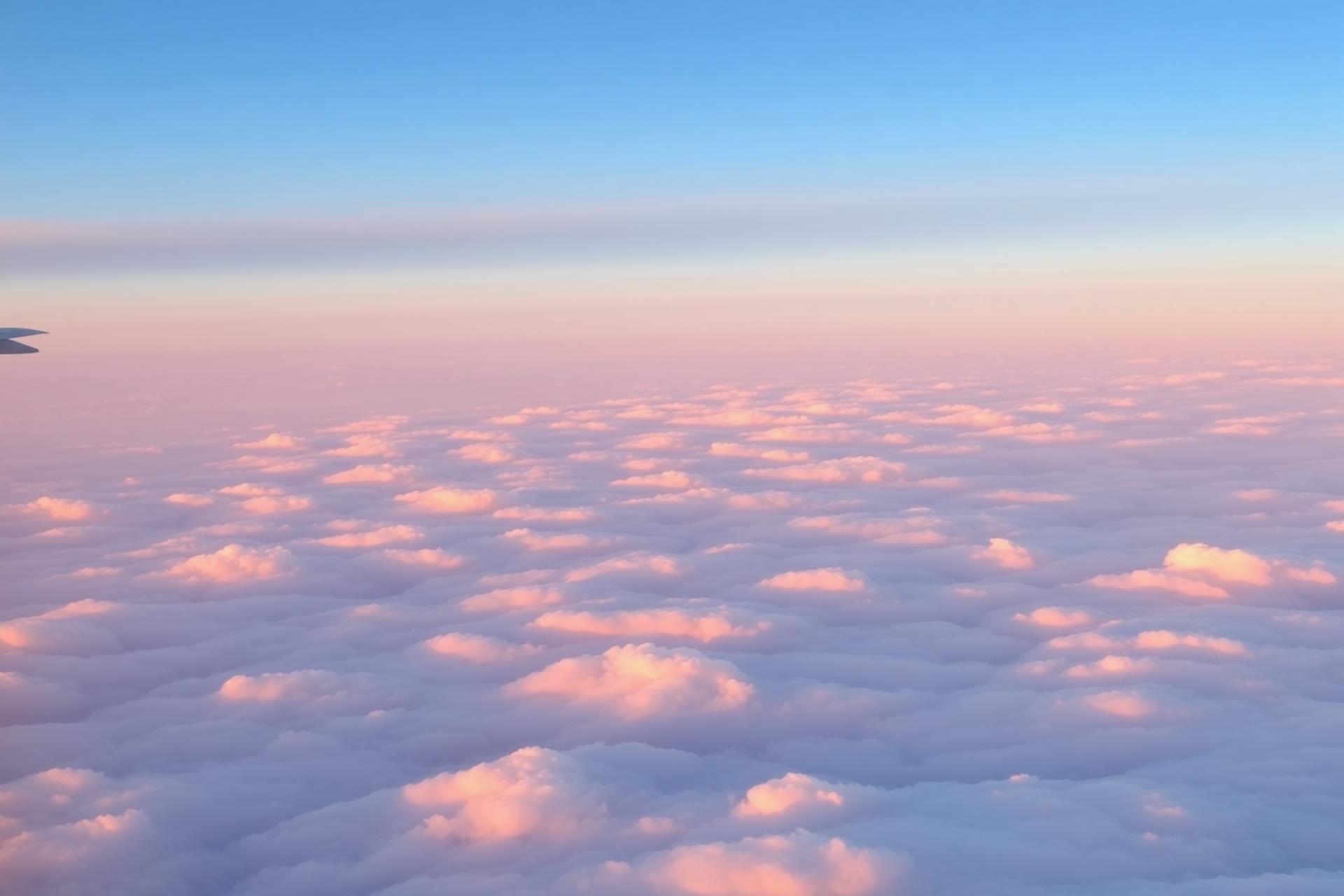 Aerial view above the clouds